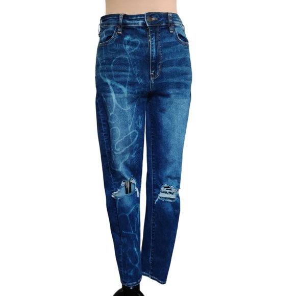 American Eagle Womens Jeans Upcycled Super Hi Rise Jegging Skinny Denim sz 10 - Picture 3 of 8